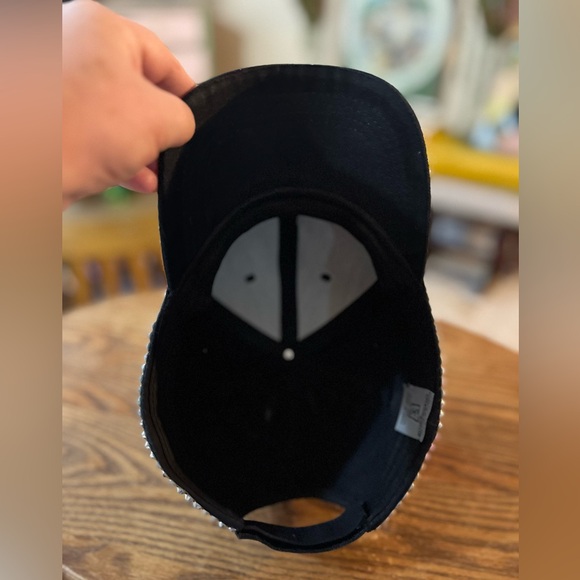 Full Bling! Silver Rhinestone Studded Baseball Cap - Adult OSFM - Picture 8 of 9